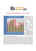 Comparisons of U.S. trucks registrations (Class 8) vs. European Trucks registrations > 16 t.)